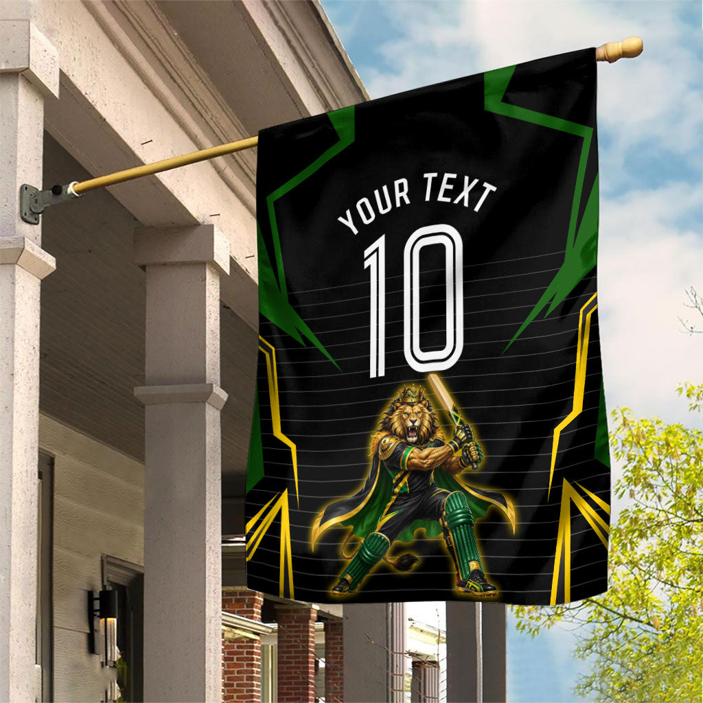 Personalized Jamaica Cricket Lion Mascot Garden Flag Kingsmen Royal King Batsman Sport
