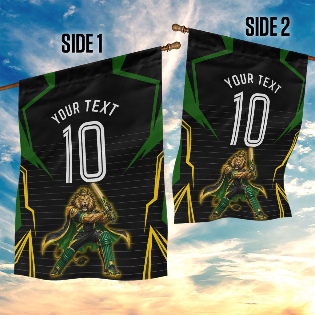 Personalized Jamaica Cricket Lion Mascot Garden Flag Kingsmen Royal King Batsman Sport