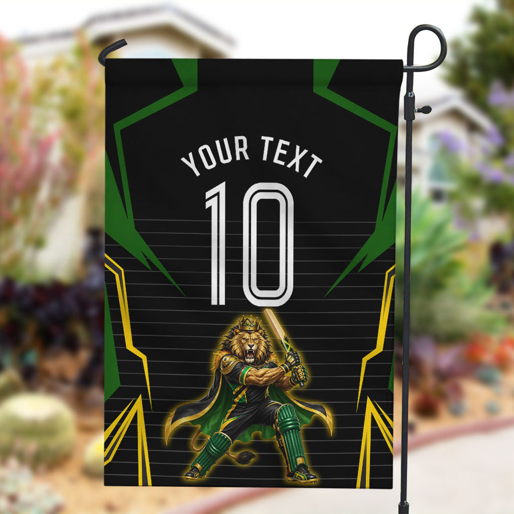 Personalized Jamaica Cricket Lion Mascot Garden Flag Kingsmen Royal King Batsman Sport