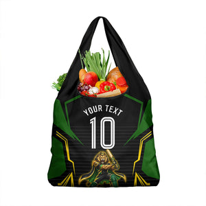 Personalized Jamaica Cricket Lion Mascot Grocery Bag Kingsmen Royal King Batsman Sport