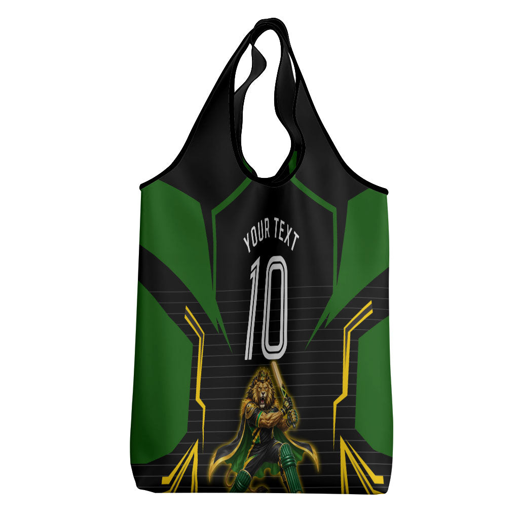 Personalized Jamaica Cricket Lion Mascot Grocery Bag Kingsmen Royal King Batsman Sport
