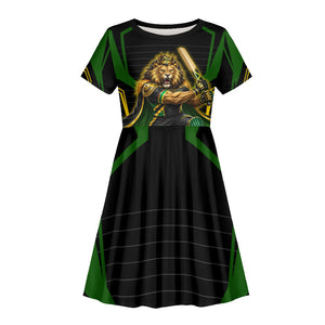 Personalized Jamaica Cricket Lion Mascot Kid Short Sleeve Dress Kingsmen Royal King Batsman Sport