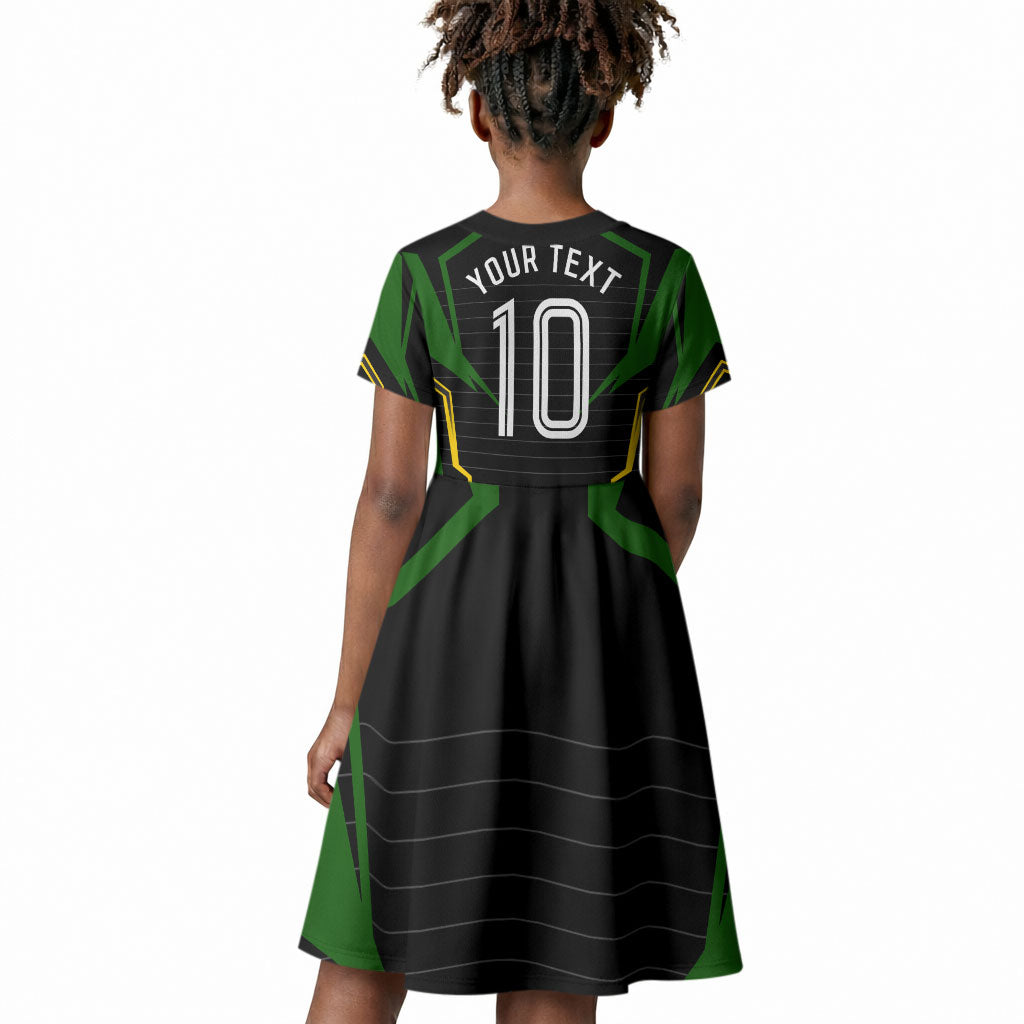 Personalized Jamaica Cricket Lion Mascot Kid Short Sleeve Dress Kingsmen Royal King Batsman Sport