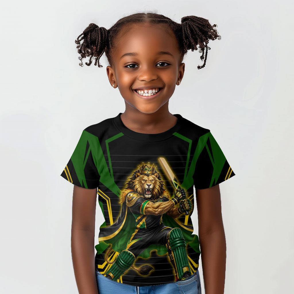 Personalized Jamaica Cricket Lion Mascot Kid T shirt Kingsmen Royal King Batsman Sport