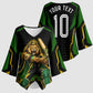 Personalized Jamaica Cricket Lion Mascot Kimono Sleeve Blouse Kingsmen Royal King Batsman Sport