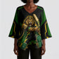 Personalized Jamaica Cricket Lion Mascot Kimono Sleeve Blouse Kingsmen Royal King Batsman Sport