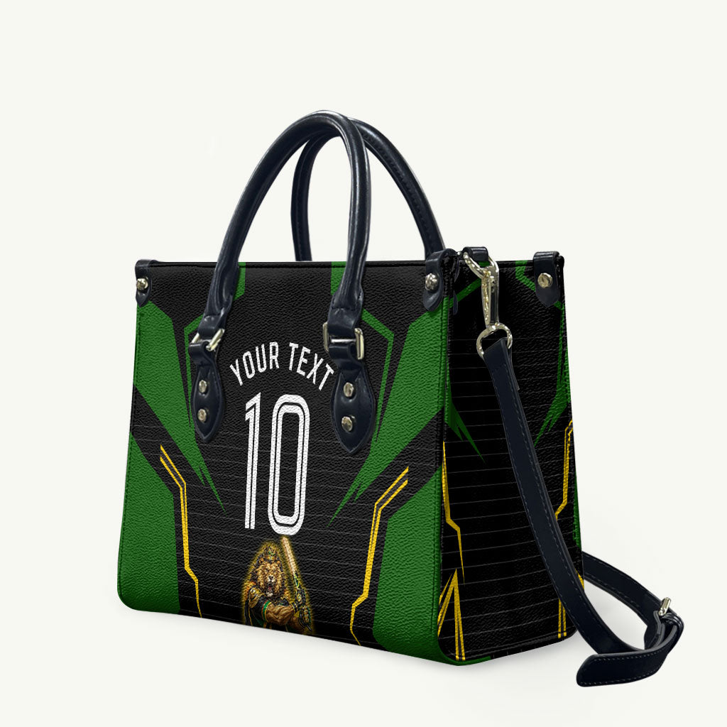 Personalized Jamaica Cricket Lion Mascot Leather Bag Kingsmen Royal King Batsman Sport