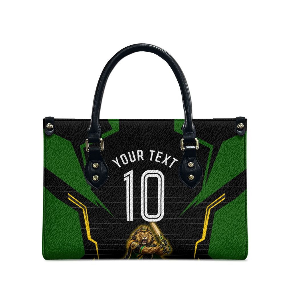 Personalized Jamaica Cricket Lion Mascot Leather Bag Kingsmen Royal King Batsman Sport