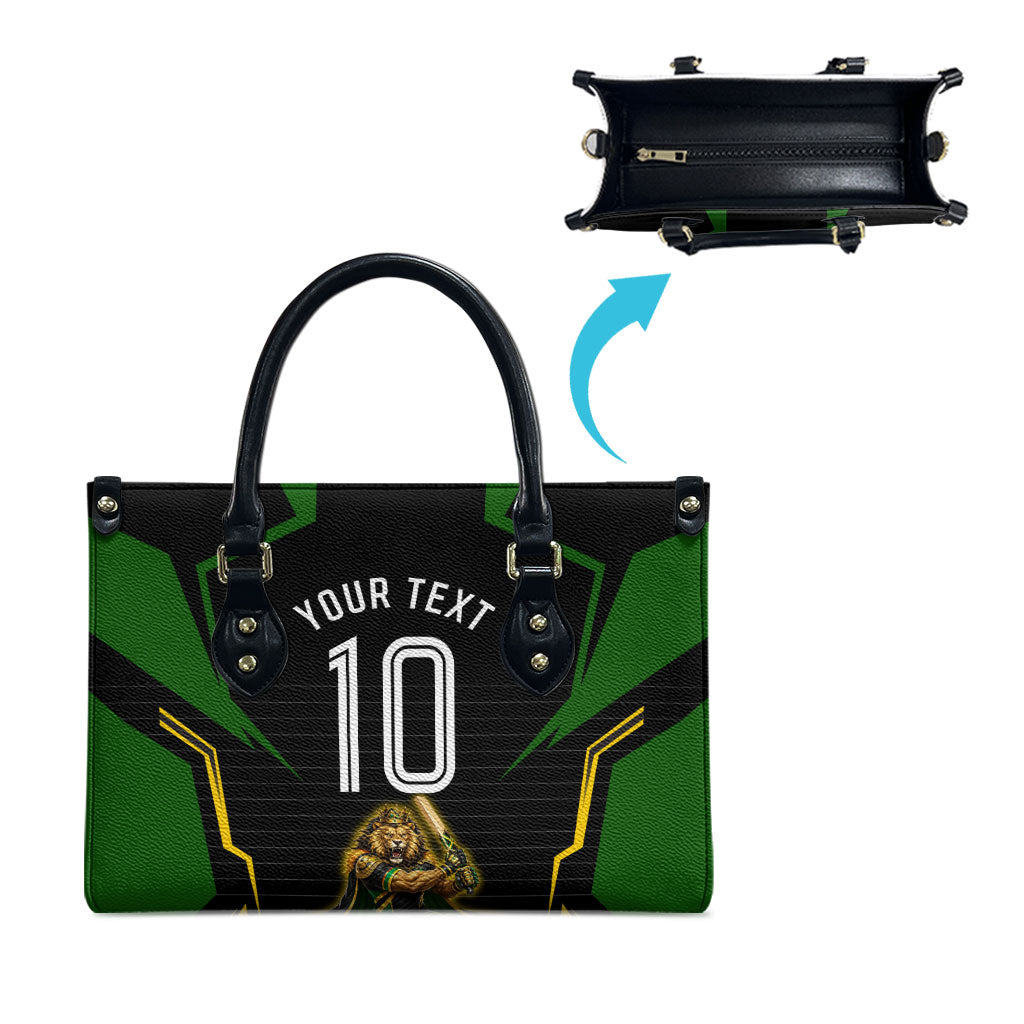 Personalized Jamaica Cricket Lion Mascot Leather Bag Kingsmen Royal King Batsman Sport