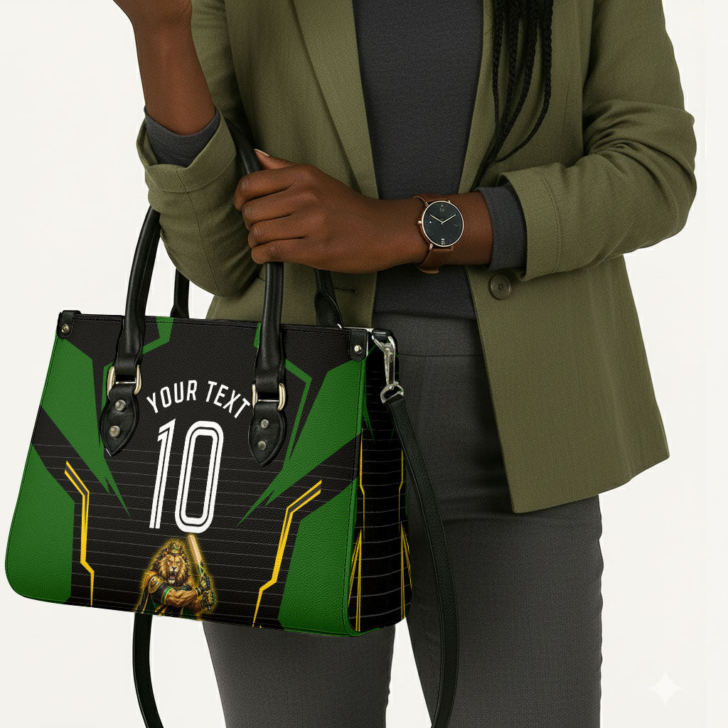 Personalized Jamaica Cricket Lion Mascot Leather Bag Kingsmen Royal King Batsman Sport