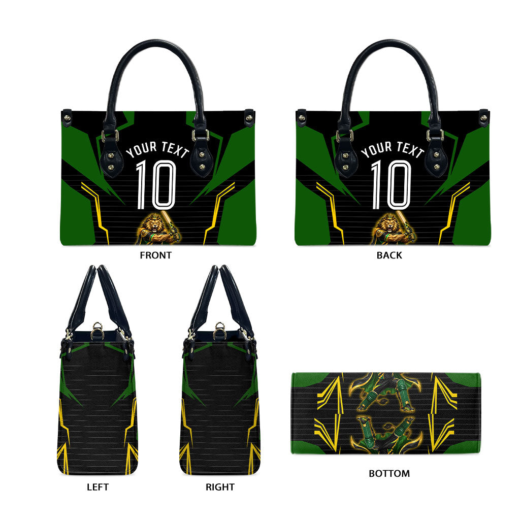 Personalized Jamaica Cricket Lion Mascot Leather Bag Kingsmen Royal King Batsman Sport