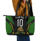 Personalized Jamaica Cricket Lion Mascot Leather Tote Bag Kingsmen Royal King Batsman Sport