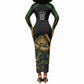 Personalized Jamaica Cricket Lion Mascot Long Sleeve Bodycon Dress Kingsmen Royal King Batsman Sport