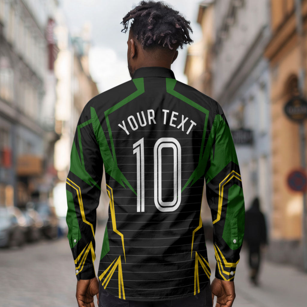 Personalized Jamaica Cricket Lion Mascot Long Sleeve Button Shirt Kingsmen Royal King Batsman Sport