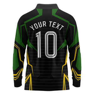Personalized Jamaica Cricket Lion Mascot Long Sleeve Polo Shirt Kingsmen Royal King Batsman Sport