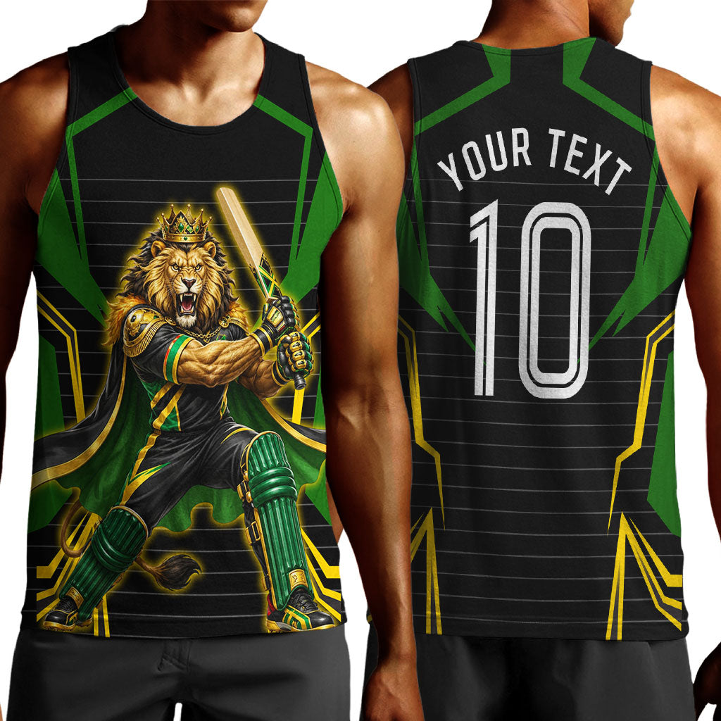 Personalized Jamaica Cricket Lion Mascot Men Tank Top Kingsmen Royal King Batsman Sport
