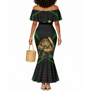 Personalized Jamaica Cricket Lion Mascot Mermaid Dress Kingsmen Royal King Batsman Sport