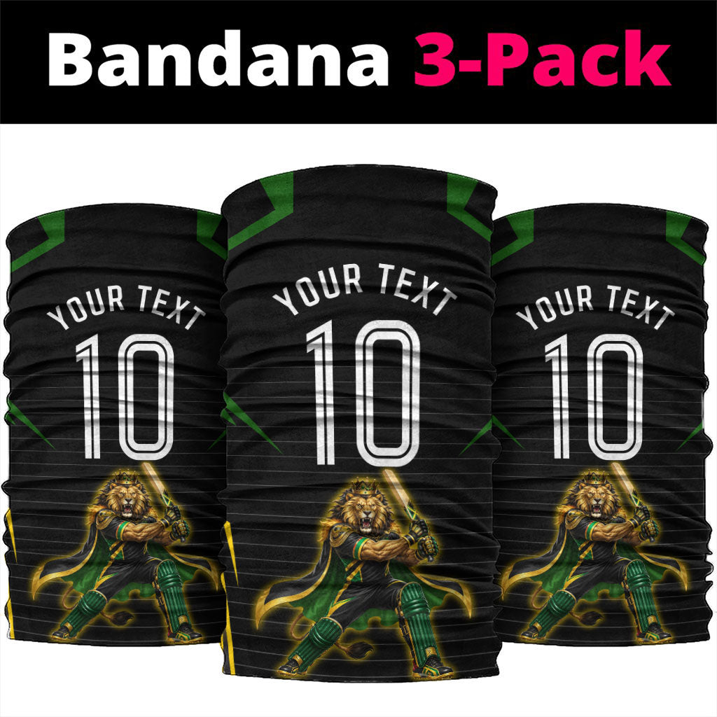 Personalized Jamaica Cricket Lion Mascot Neck Gaiter Kingsmen Royal King Batsman Sport