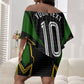 Personalized Jamaica Cricket Lion Mascot Off Shoulder Short Dress Kingsmen Royal King Batsman Sport
