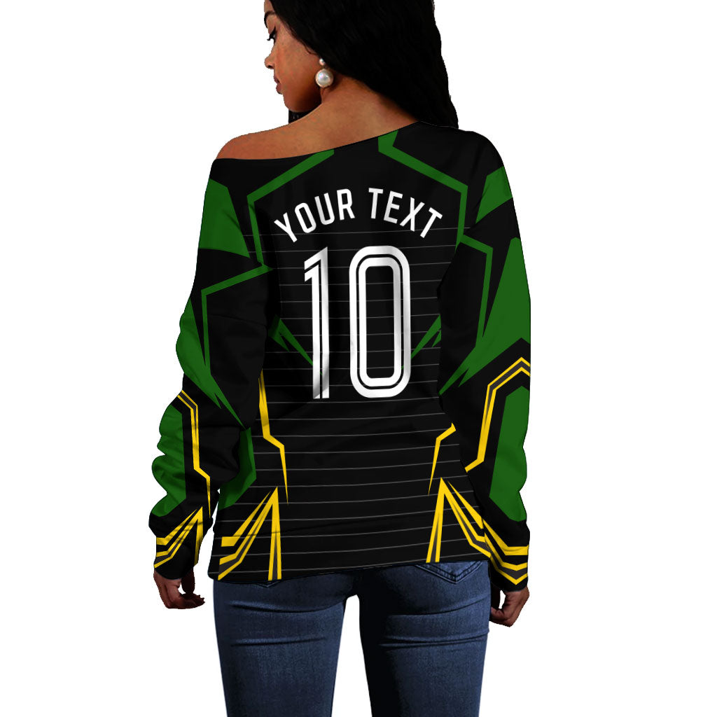 Personalized Jamaica Cricket Lion Mascot Off Shoulder Sweater Kingsmen Royal King Batsman Sport