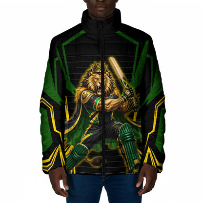 Personalized Jamaica Cricket Lion Mascot Padded Jacket Kingsmen Royal King Batsman Sport