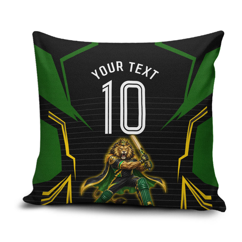 Personalized Jamaica Cricket Lion Mascot Pillow Cover Kingsmen Royal King Batsman Sport