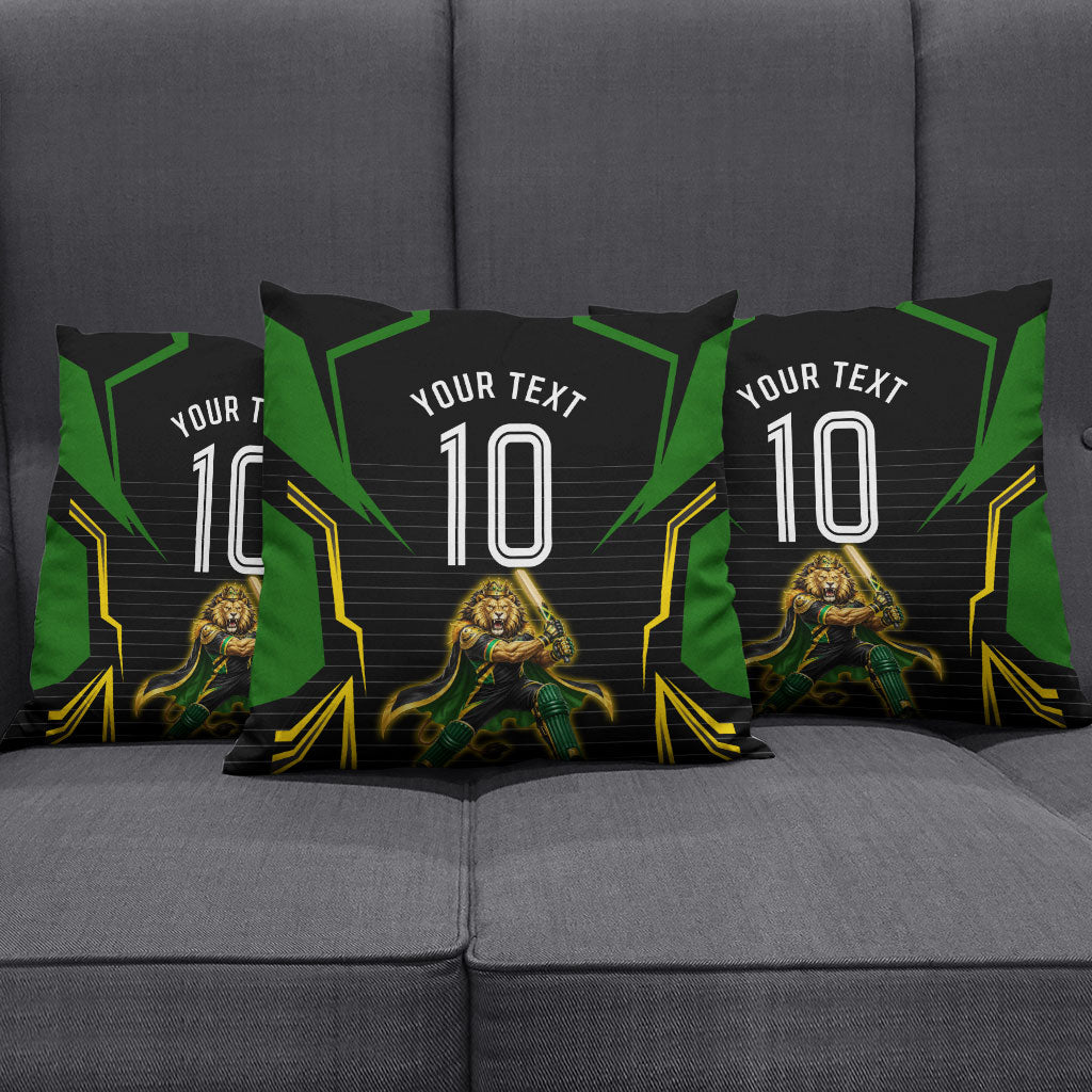 Personalized Jamaica Cricket Lion Mascot Pillow Cover Kingsmen Royal King Batsman Sport