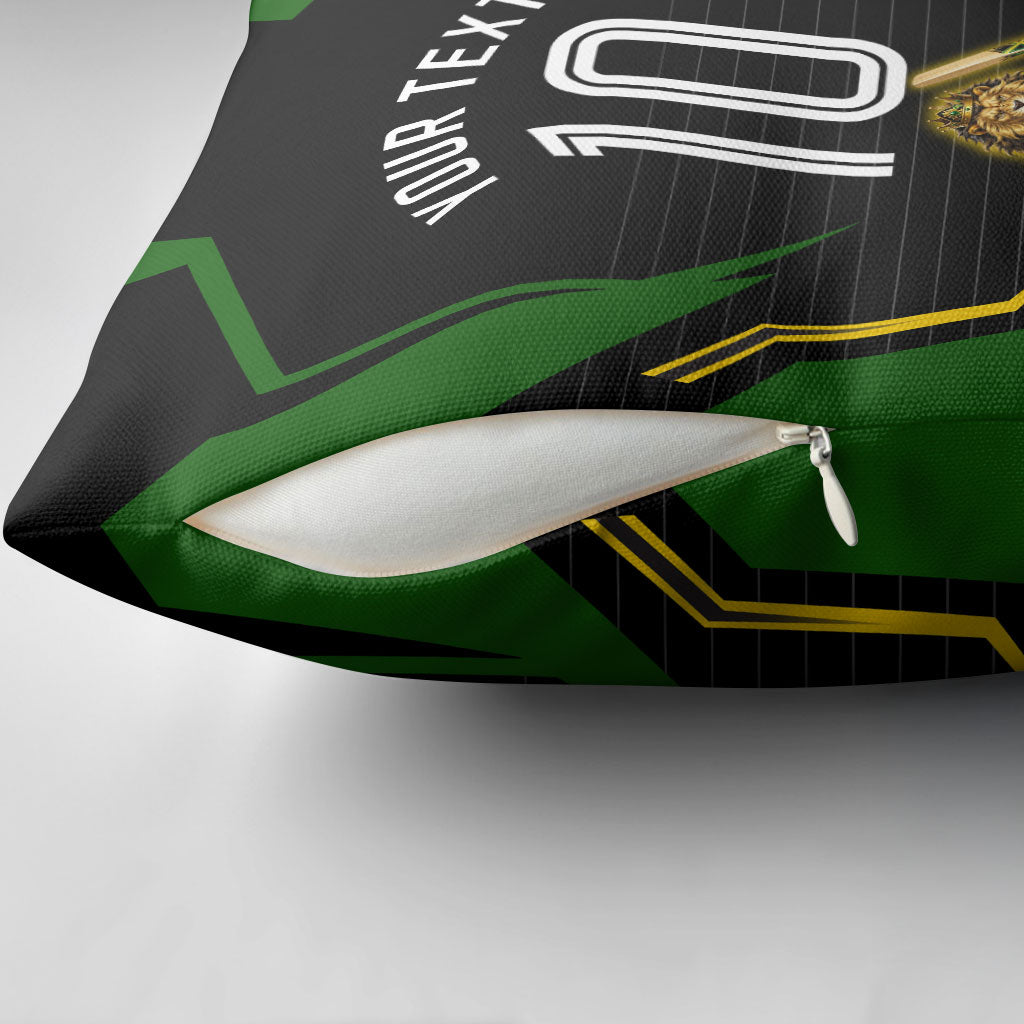 Personalized Jamaica Cricket Lion Mascot Pillow Cover Kingsmen Royal King Batsman Sport