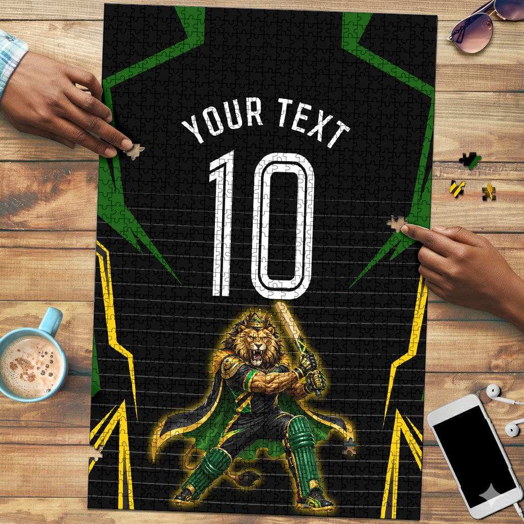Personalized Jamaica Cricket Lion Mascot Puzzle Kingsmen Royal King Batsman Sport