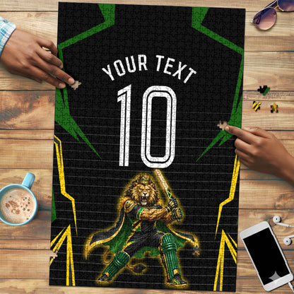 Personalized Jamaica Cricket Lion Mascot Puzzle Kingsmen Royal King Batsman Sport