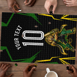 Personalized Jamaica Cricket Lion Mascot Puzzle Kingsmen Royal King Batsman Sport