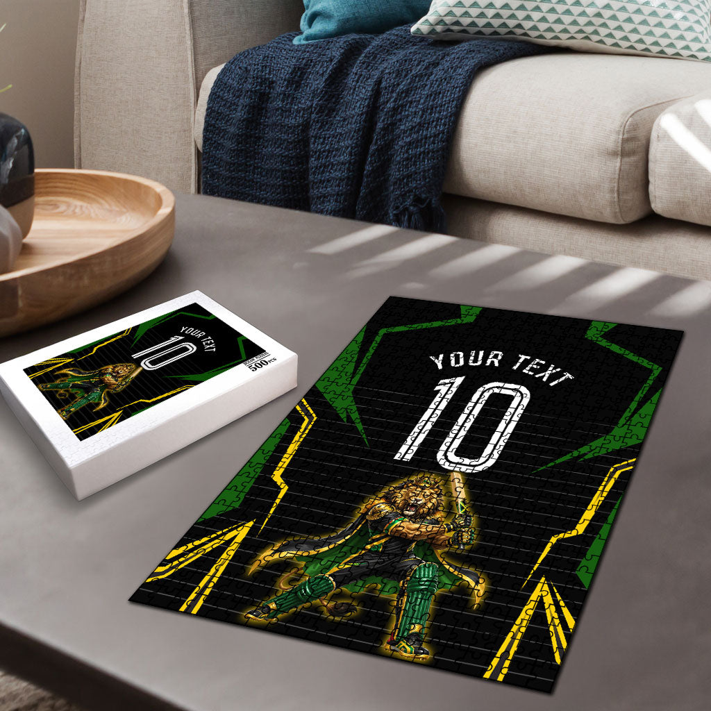 Personalized Jamaica Cricket Lion Mascot Puzzle Kingsmen Royal King Batsman Sport