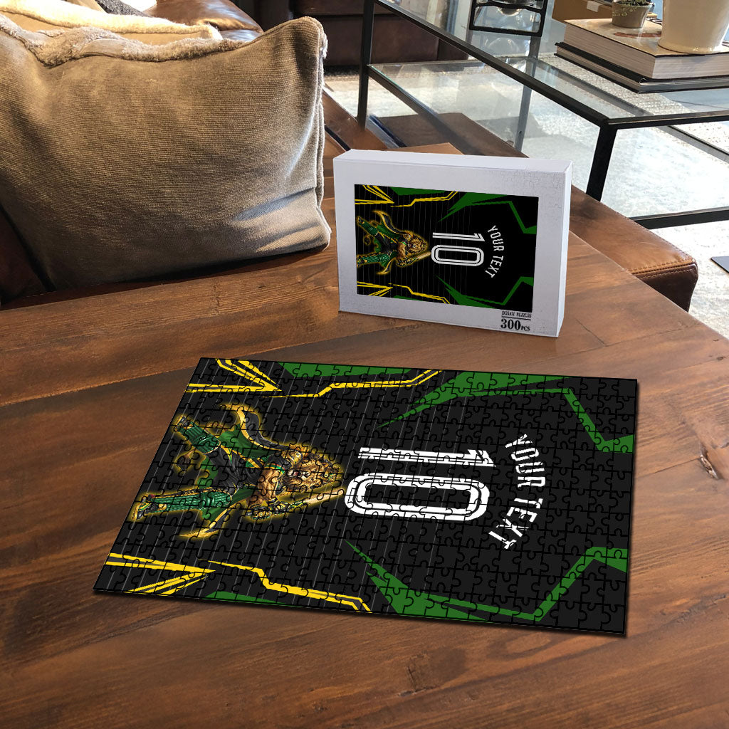 Personalized Jamaica Cricket Lion Mascot Puzzle Kingsmen Royal King Batsman Sport