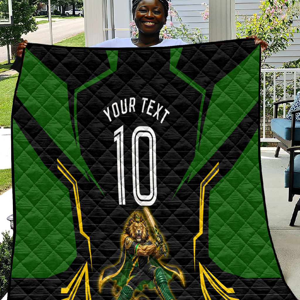 Personalized Jamaica Cricket Lion Mascot Quilt Kingsmen Royal King Batsman Sport