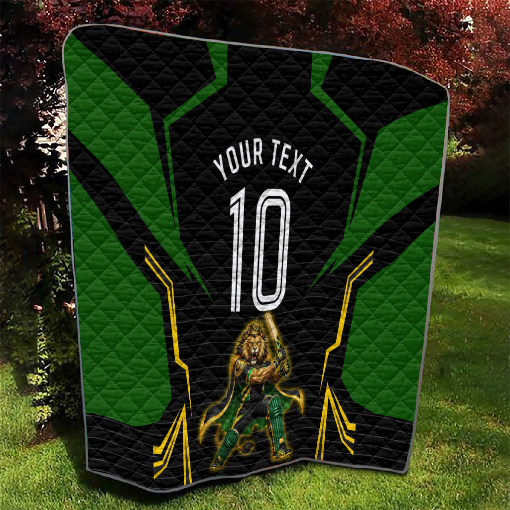 Personalized Jamaica Cricket Lion Mascot Quilt Kingsmen Royal King Batsman Sport