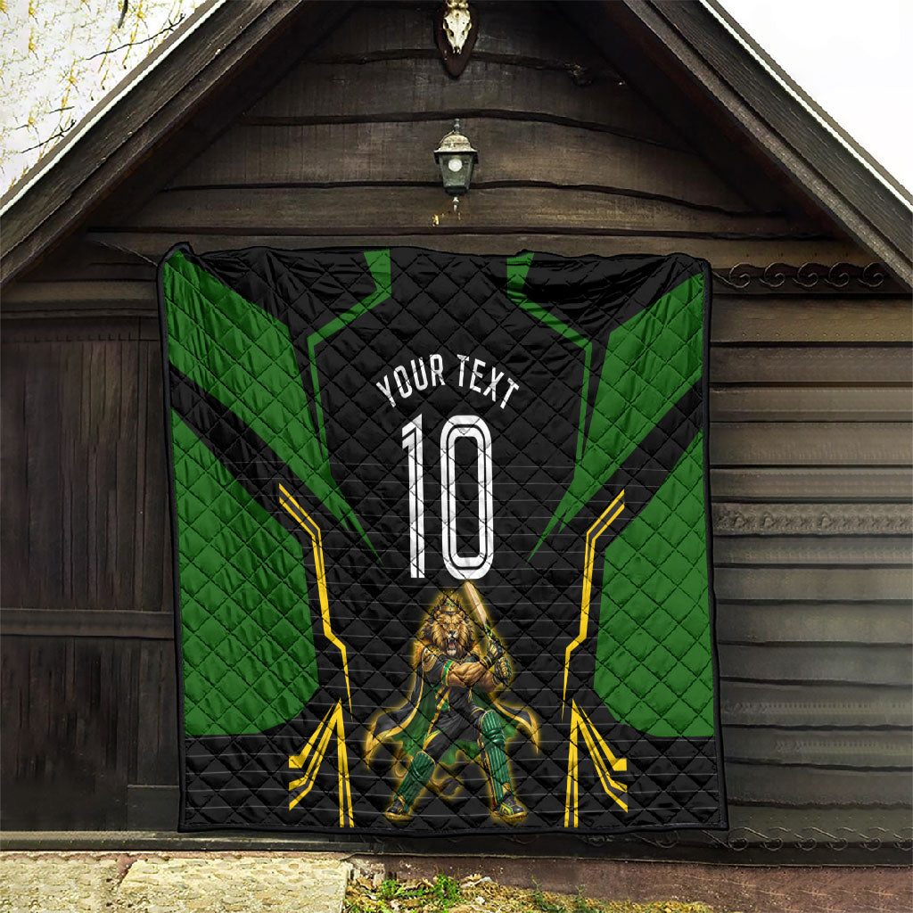 Personalized Jamaica Cricket Lion Mascot Quilt Kingsmen Royal King Batsman Sport