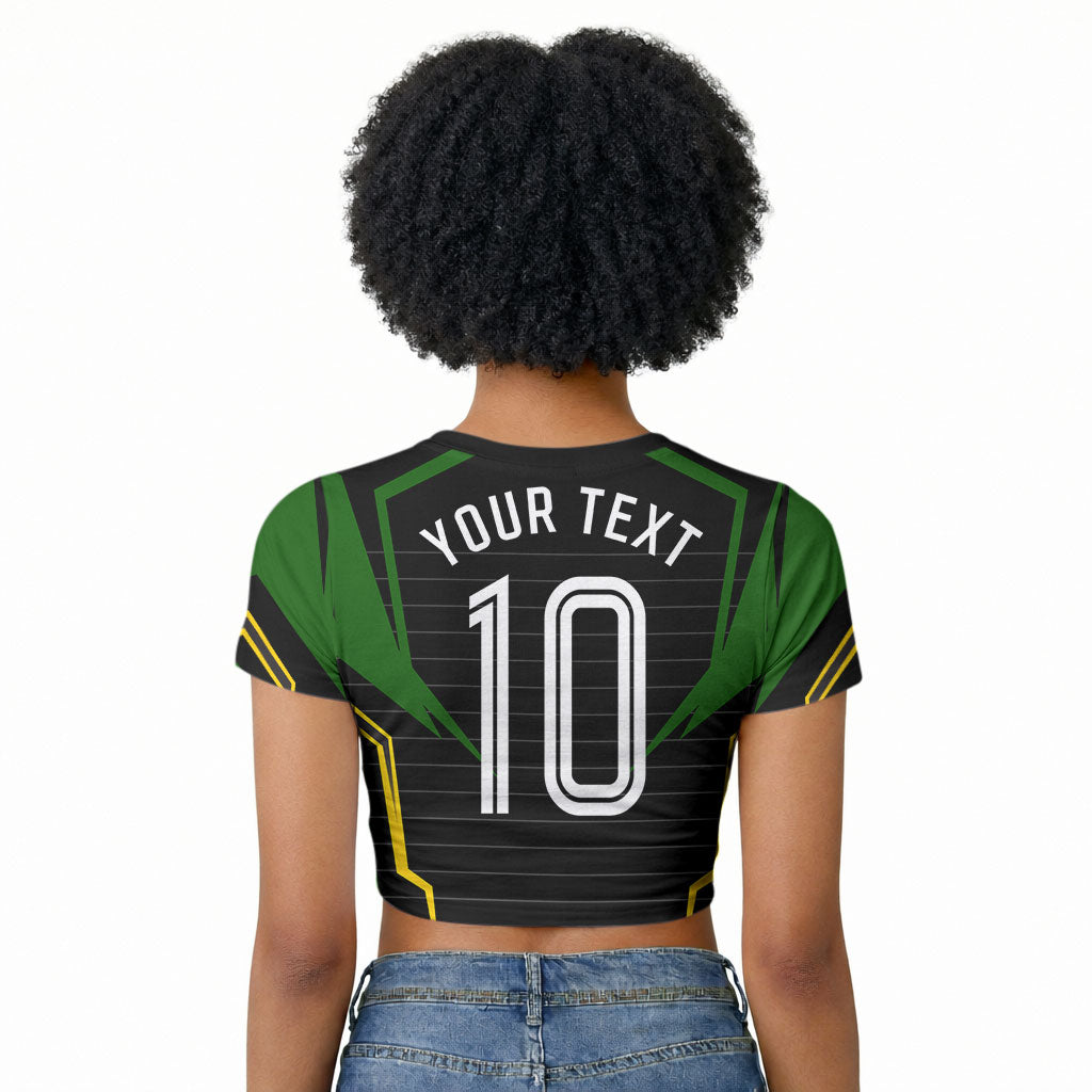 Personalized Jamaica Cricket Lion Mascot Raglan Cropped T shirt Kingsmen Royal King Batsman Sport
