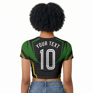 Personalized Jamaica Cricket Lion Mascot Raglan Cropped T shirt Kingsmen Royal King Batsman Sport