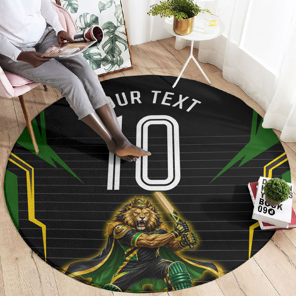Personalized Jamaica Cricket Lion Mascot Round Carpet Kingsmen Royal King Batsman Sport