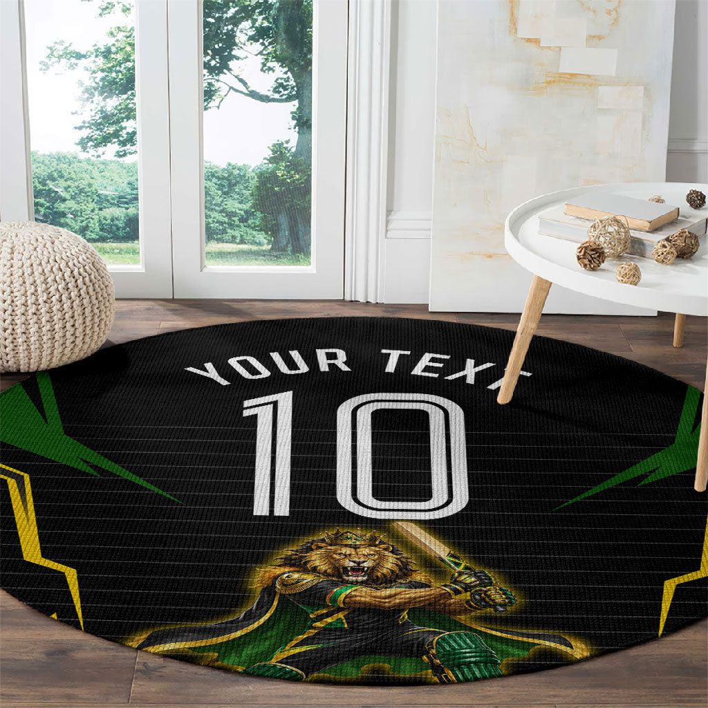 Personalized Jamaica Cricket Lion Mascot Round Carpet Kingsmen Royal King Batsman Sport