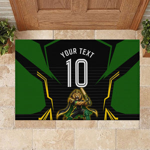Personalized Jamaica Cricket Lion Mascot Rubber Doormat Kingsmen Royal King Batsman Sport