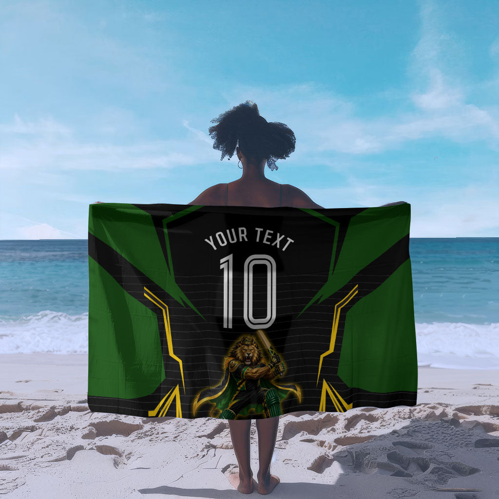 Personalized Jamaica Cricket Lion Mascot Sarong Kingsmen Royal King Batsman Sport