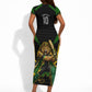 Personalized Jamaica Cricket Lion Mascot Short Sleeve Bodycon Dress Kingsmen Royal King Batsman Sport
