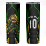 Personalized Jamaica Cricket Lion Mascot Skinny Tumbler Kingsmen Royal King Batsman Sport
