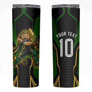 Personalized Jamaica Cricket Lion Mascot Skinny Tumbler Kingsmen Royal King Batsman Sport