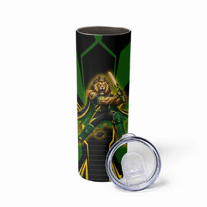 Personalized Jamaica Cricket Lion Mascot Skinny Tumbler Kingsmen Royal King Batsman Sport