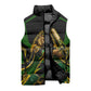 Personalized Jamaica Cricket Lion Mascot Sleeveless Puffer Jacket Kingsmen Royal King Batsman Sport