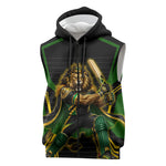 Personalized Jamaica Cricket Lion Mascot Sleeveless Zip Hoodie Kingsmen Royal King Batsman Sport