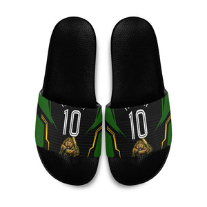 Personalized Jamaica Cricket Lion Mascot Slide Sandals Kingsmen Royal King Batsman Sport