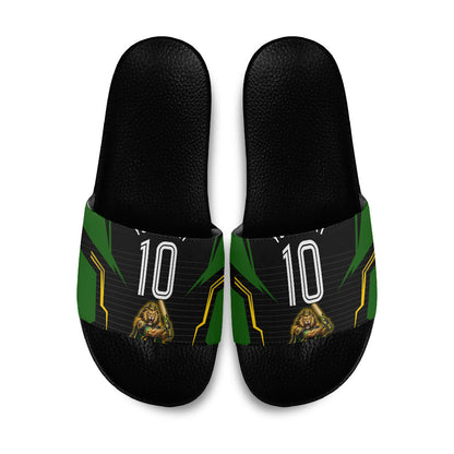 Personalized Jamaica Cricket Lion Mascot Slide Sandals Kingsmen Royal King Batsman Sport